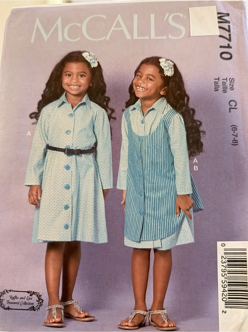 McCall's Pattern M7710 
Girl's EASY Shirt Dress 
UNCUT Sizes 2-3-4-5 
NEW